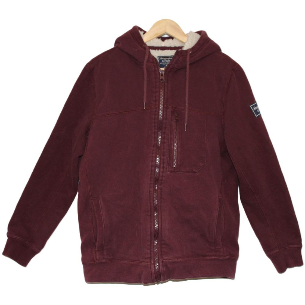 Womens Abercrombie & Fitch Brown Cotton Zip-Up Hoodie Front Pockets Coat Size M